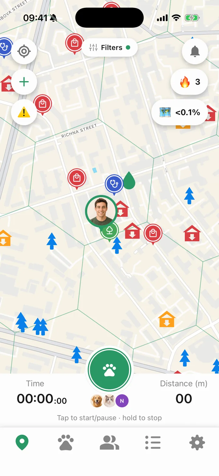 The Tailomi map filled with vets, pet stores, parks and shelters across Kyiv