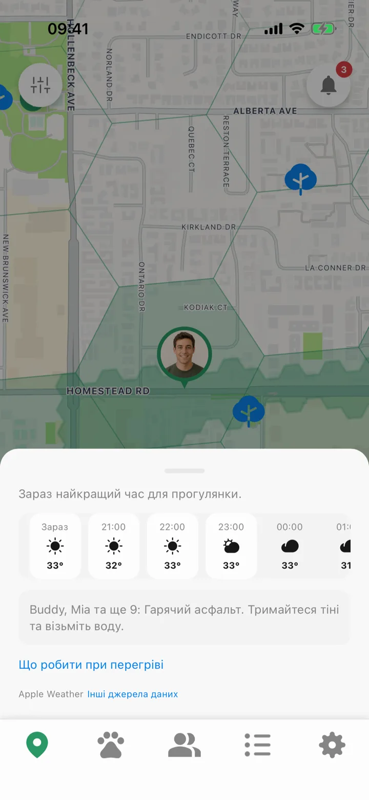 Погодная панель: ближайшие часы, что они значат для каждого питомца, и марка Apple Weather